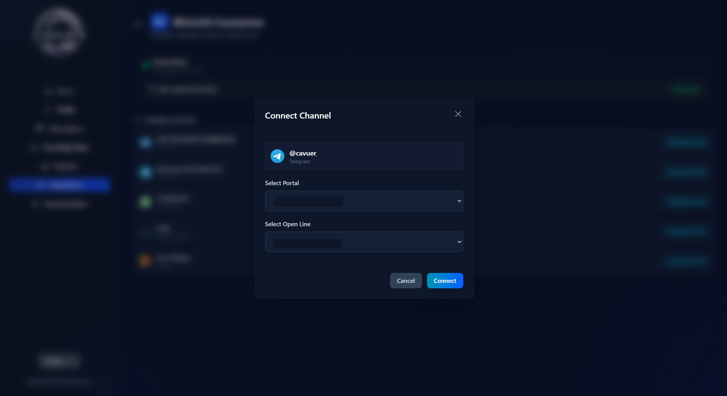 Подключение канала к линии